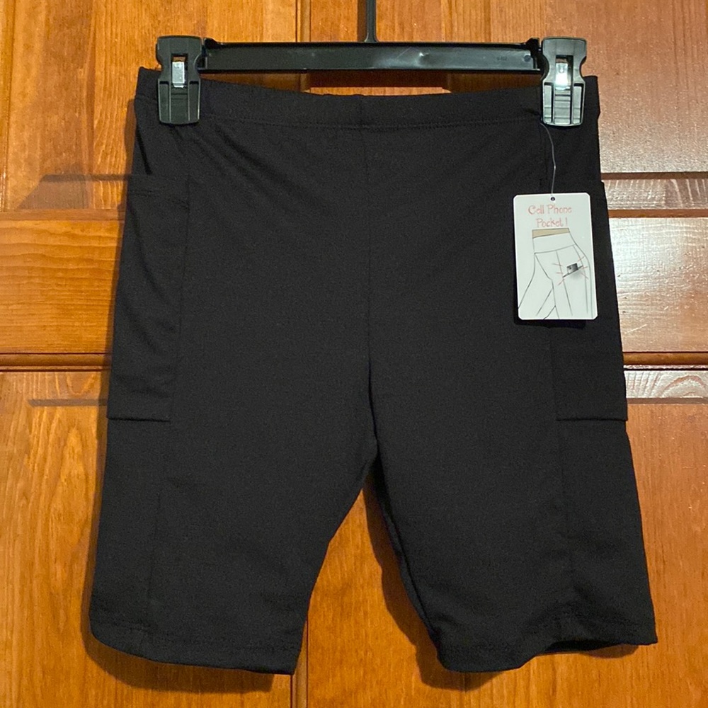 Poof! Black Biker Shorts w/ Phone Pockets